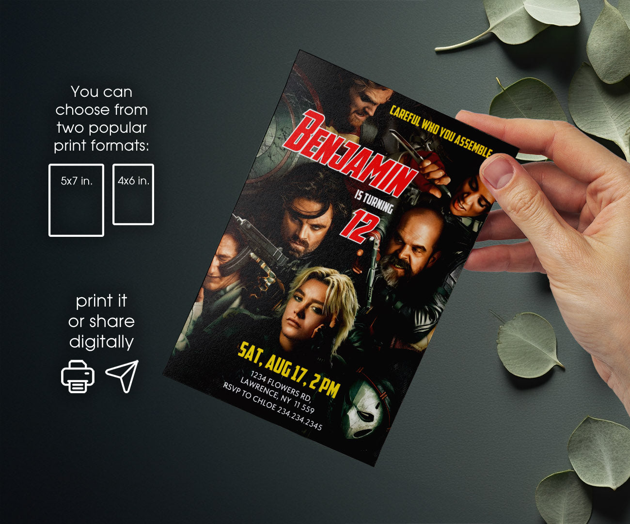 Thunderbolts Marvel Superhero customizable invitation template | Share or Print | GM871