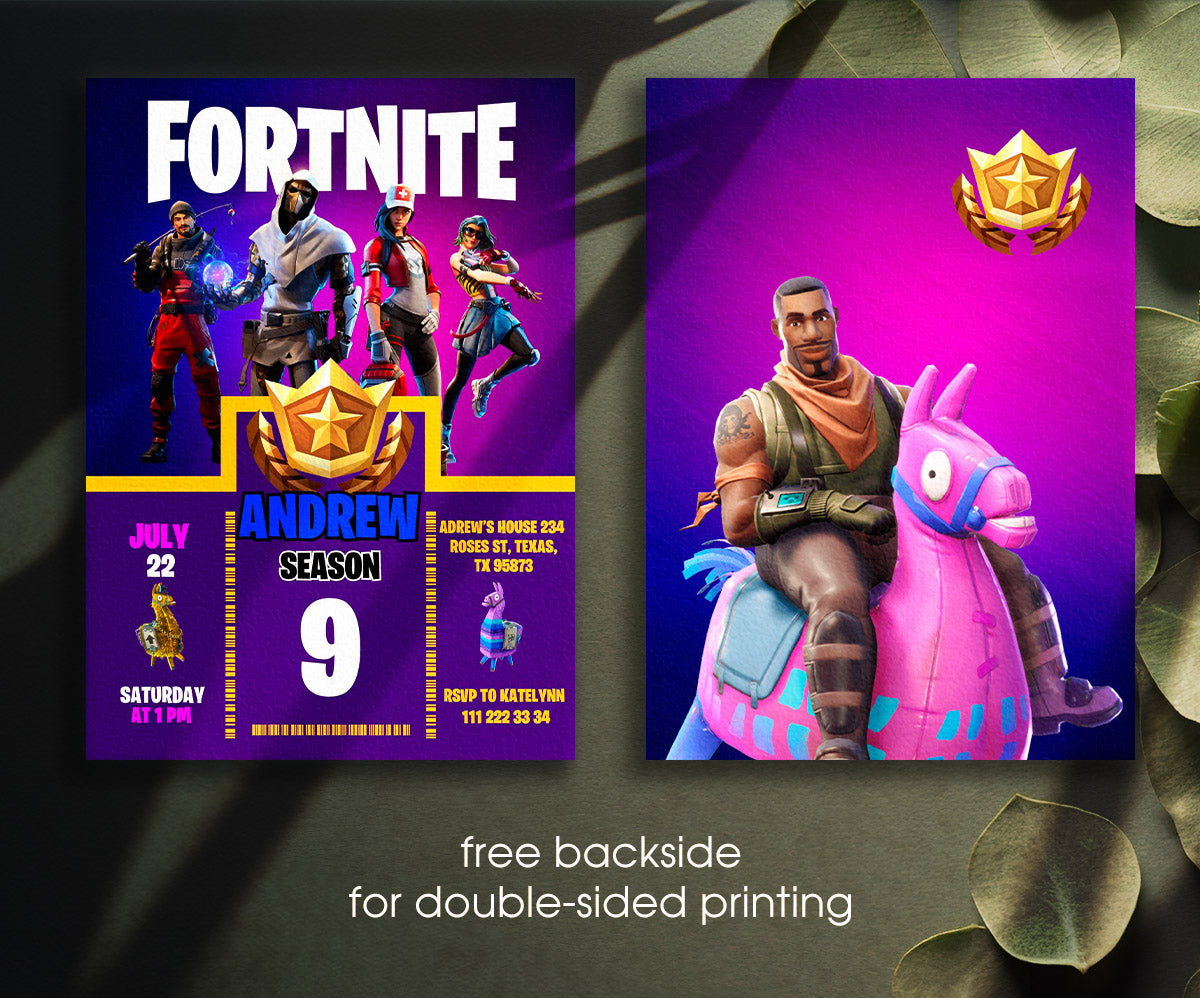 Fortnite Gamer customizable invitation template | Share or Print | boy | NN093