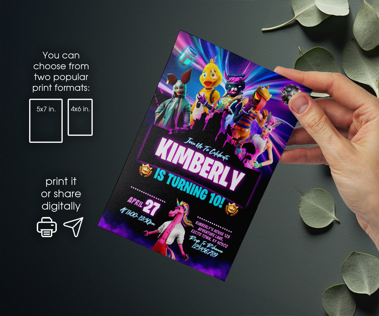 Fortnite Gamer customizable invitation template | Share or Print | boy | HG849