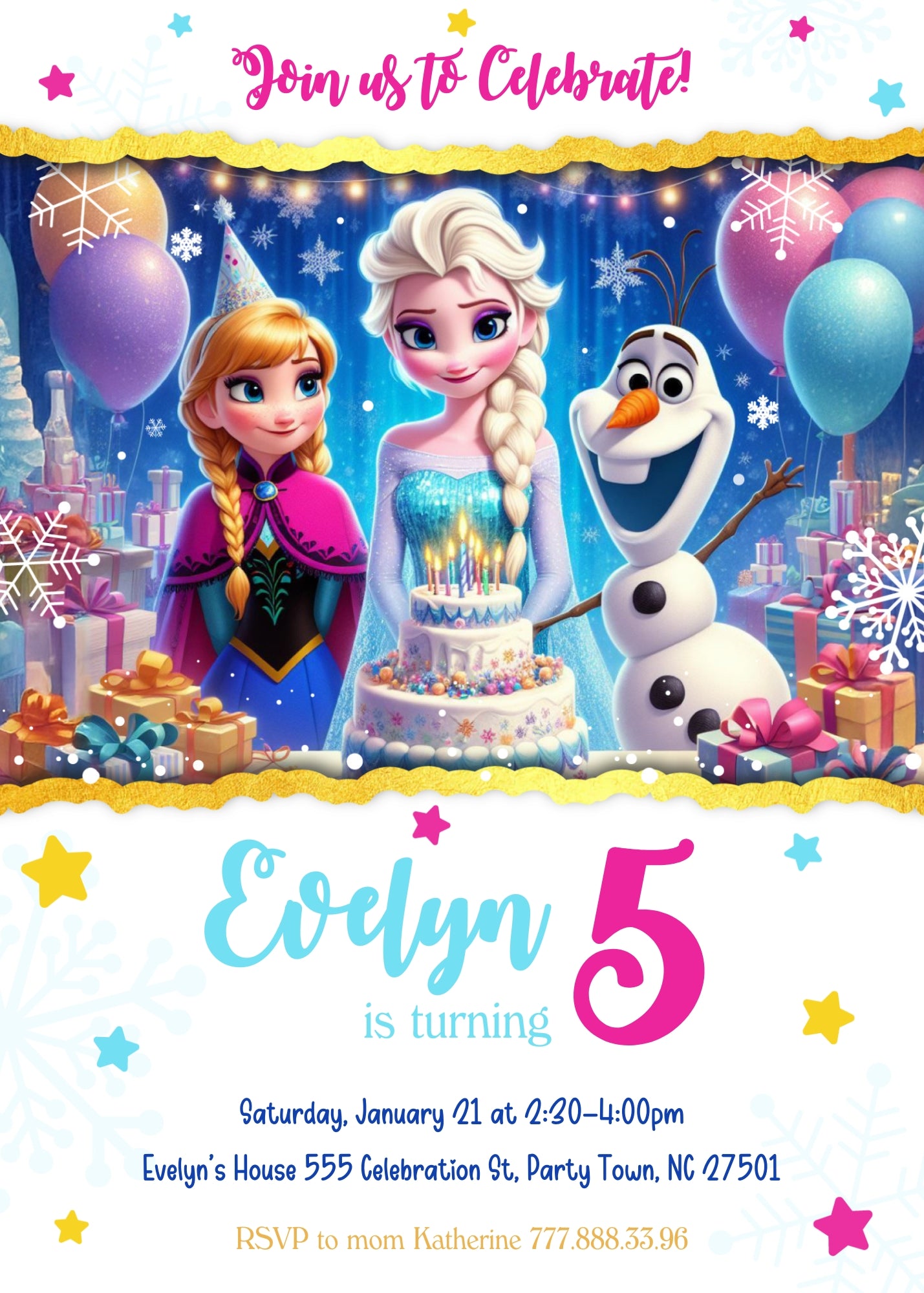 Frozen Elsa customizable invitation template | Share or Print | girl | IM437