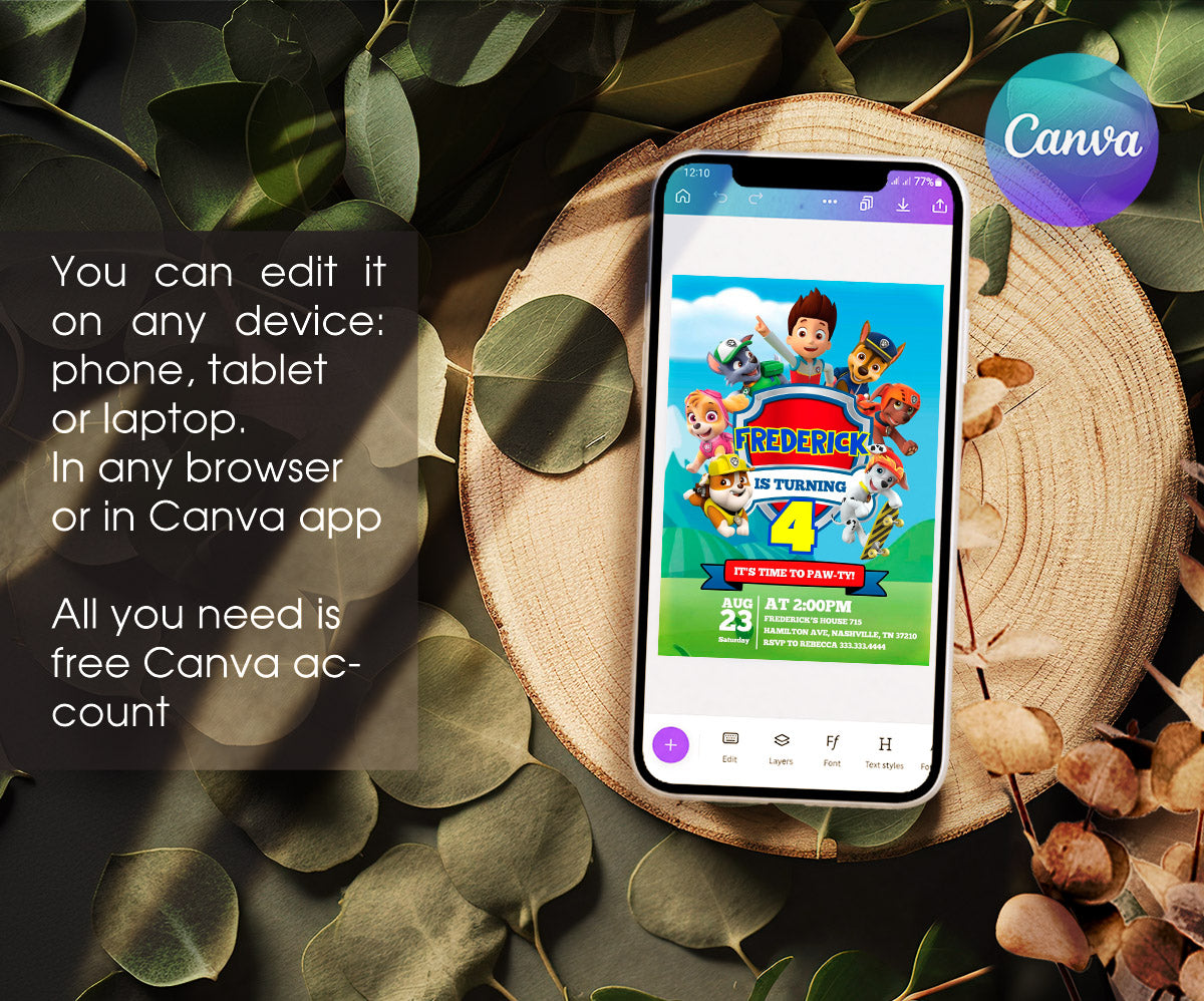 PAW Patrol customizable invitation template | Share or Print | OD305