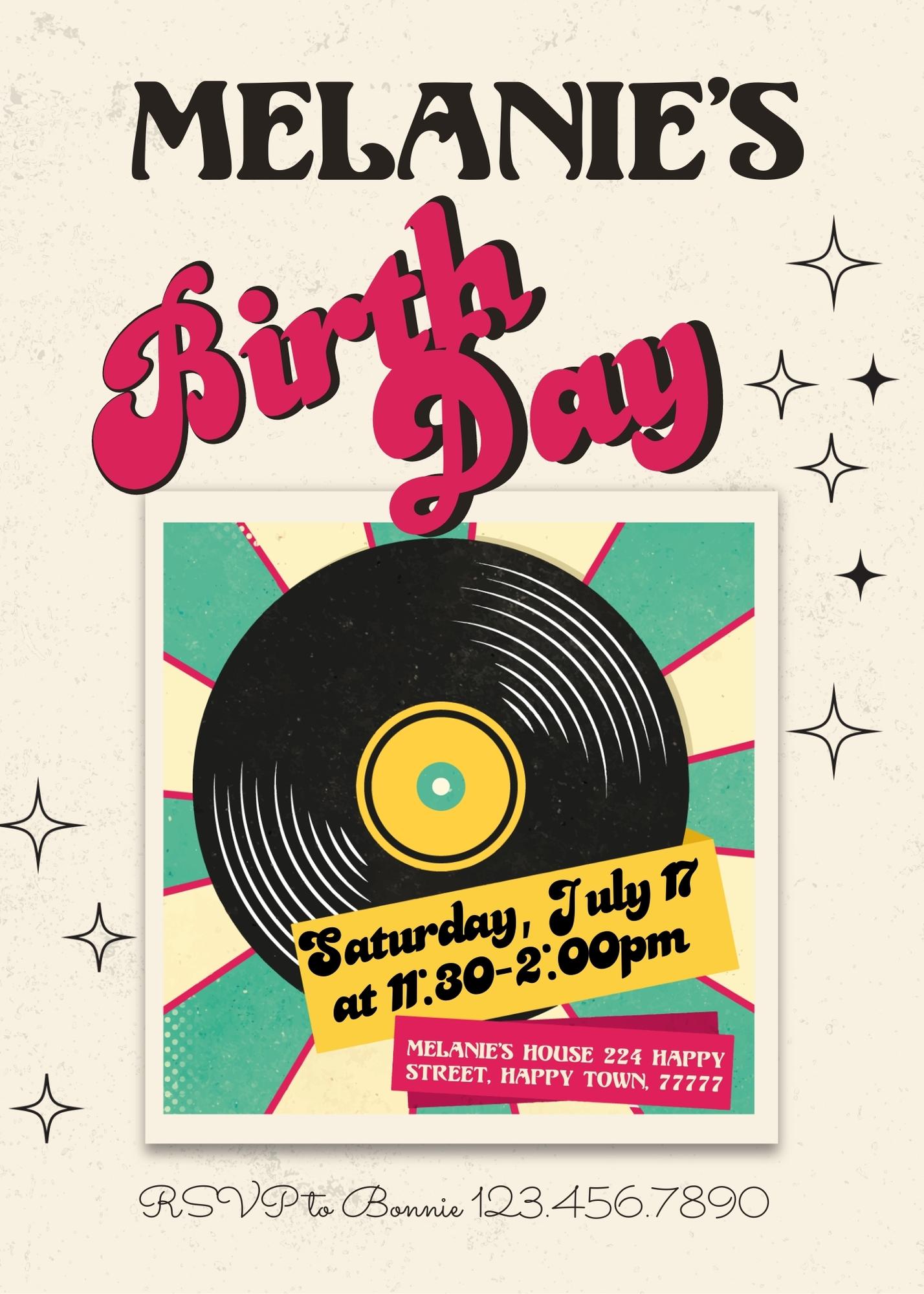 Disco Party 80th 90th customizable invitation template | Share or Print | BF598