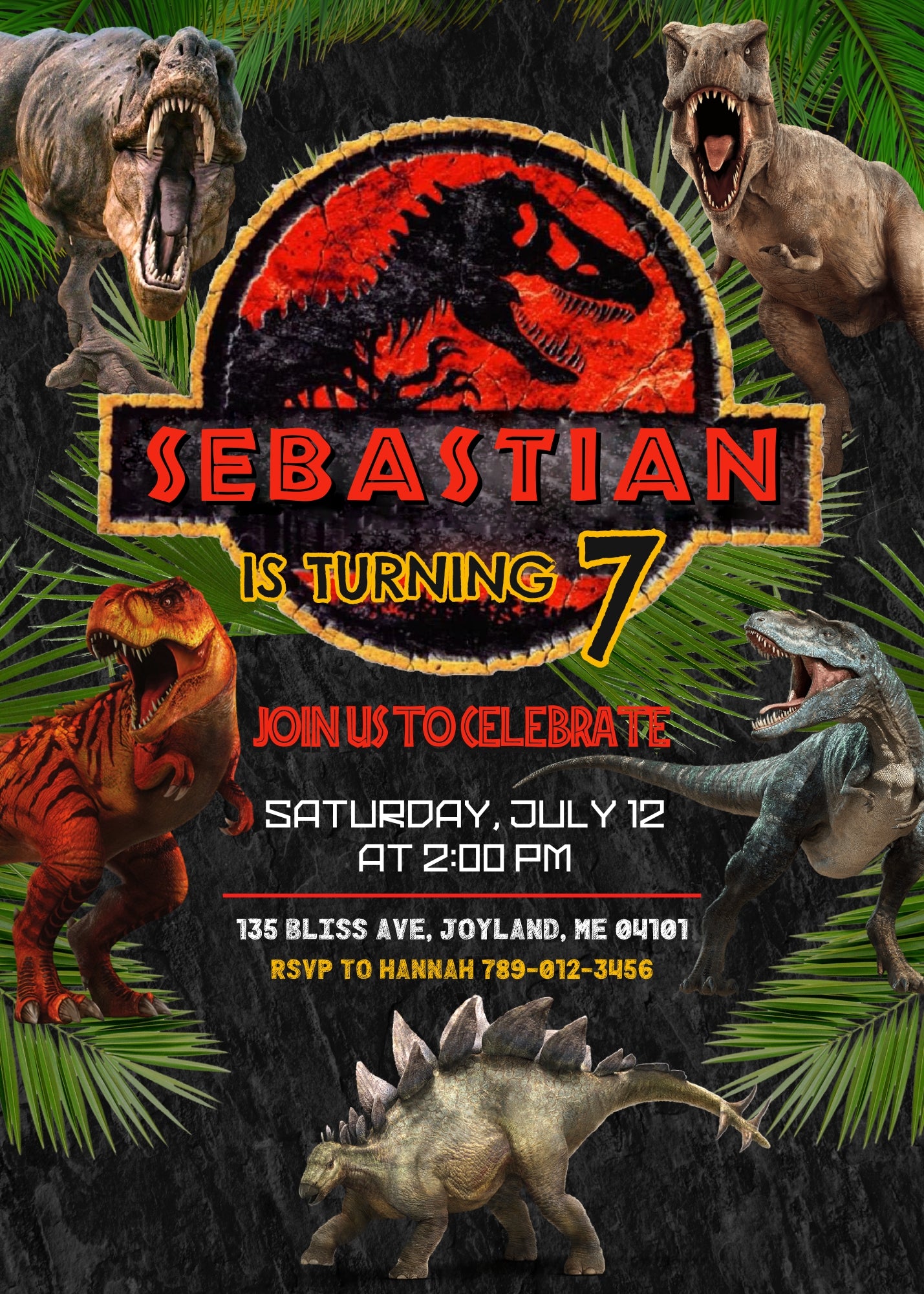 Jurassic Park Dinosaur customizable invitation template | Share or Print | RE238