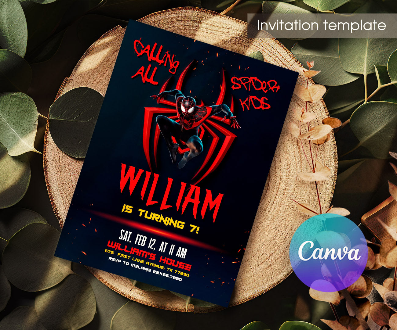 Spiderman Marvel Superhero customizable invitation template | Share or Print | boy | ET413
