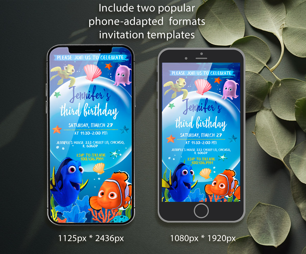 Finding Nemo customizable invitation template | Share or Print | MN232
