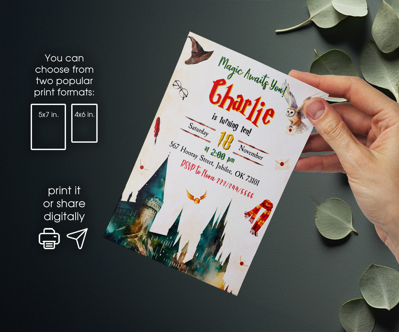 Harry Potter customizable invitation template | Share or Print | CJ139