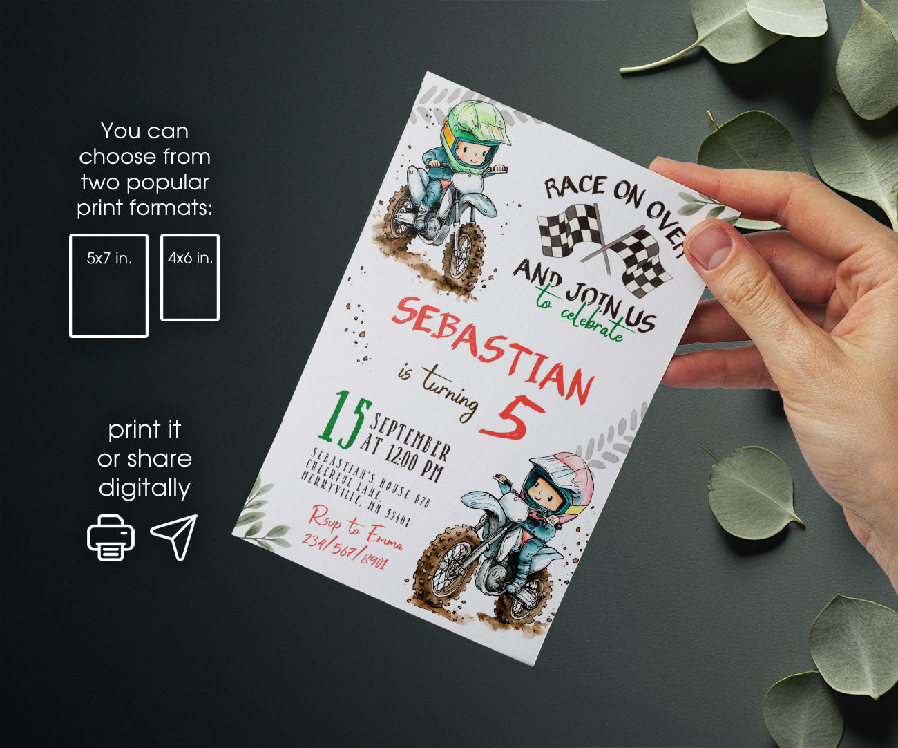 Motocross Extreme customizable invitation template | Share or Print | UT633