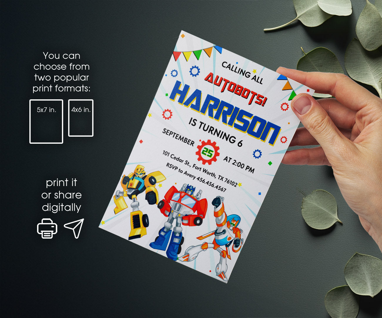 Transformers Rescue Bots customizable invitation template | Share or Print | boy | BQ964