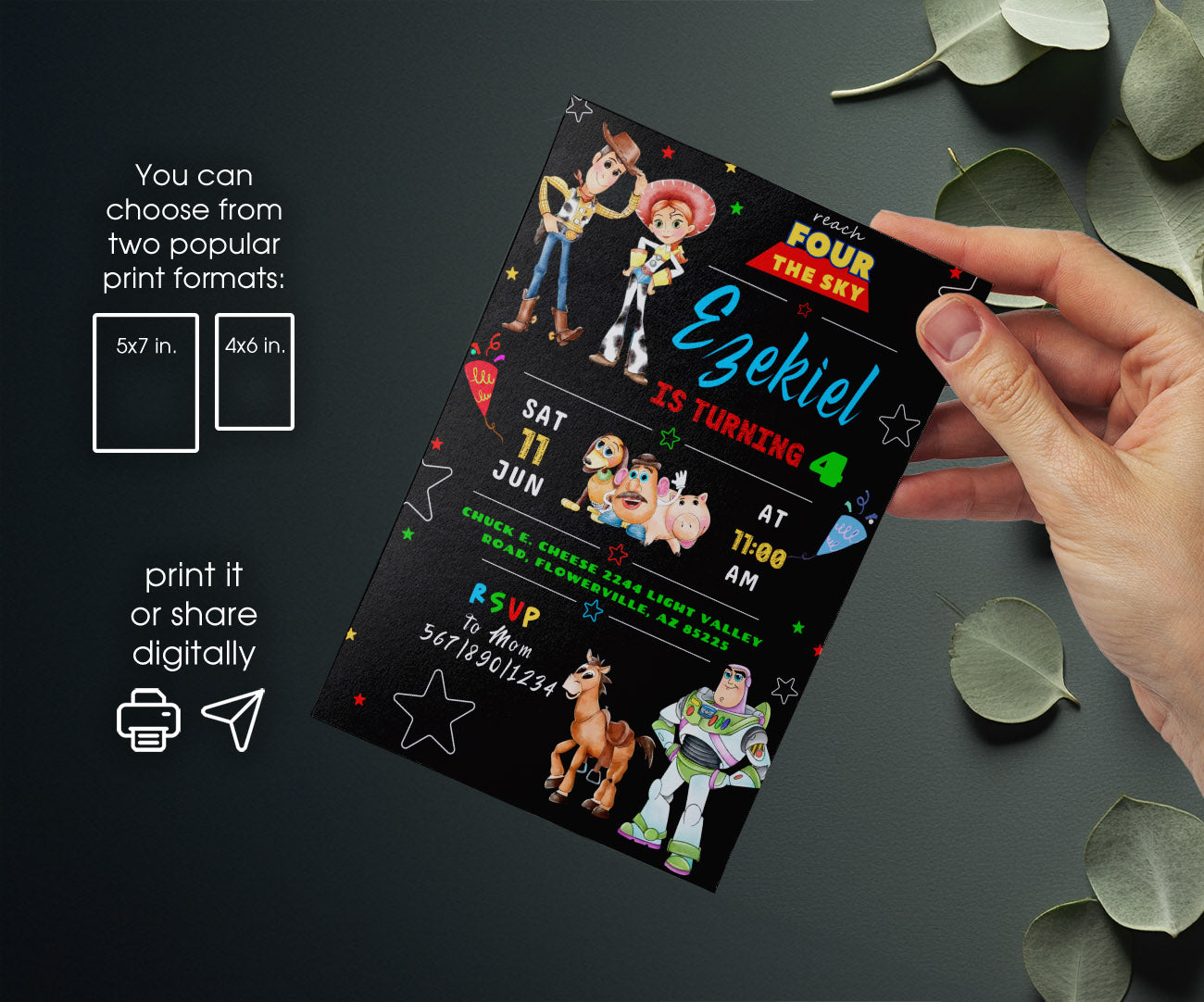 Toy Story Woody customizable invitation template | Share or Print | QG770