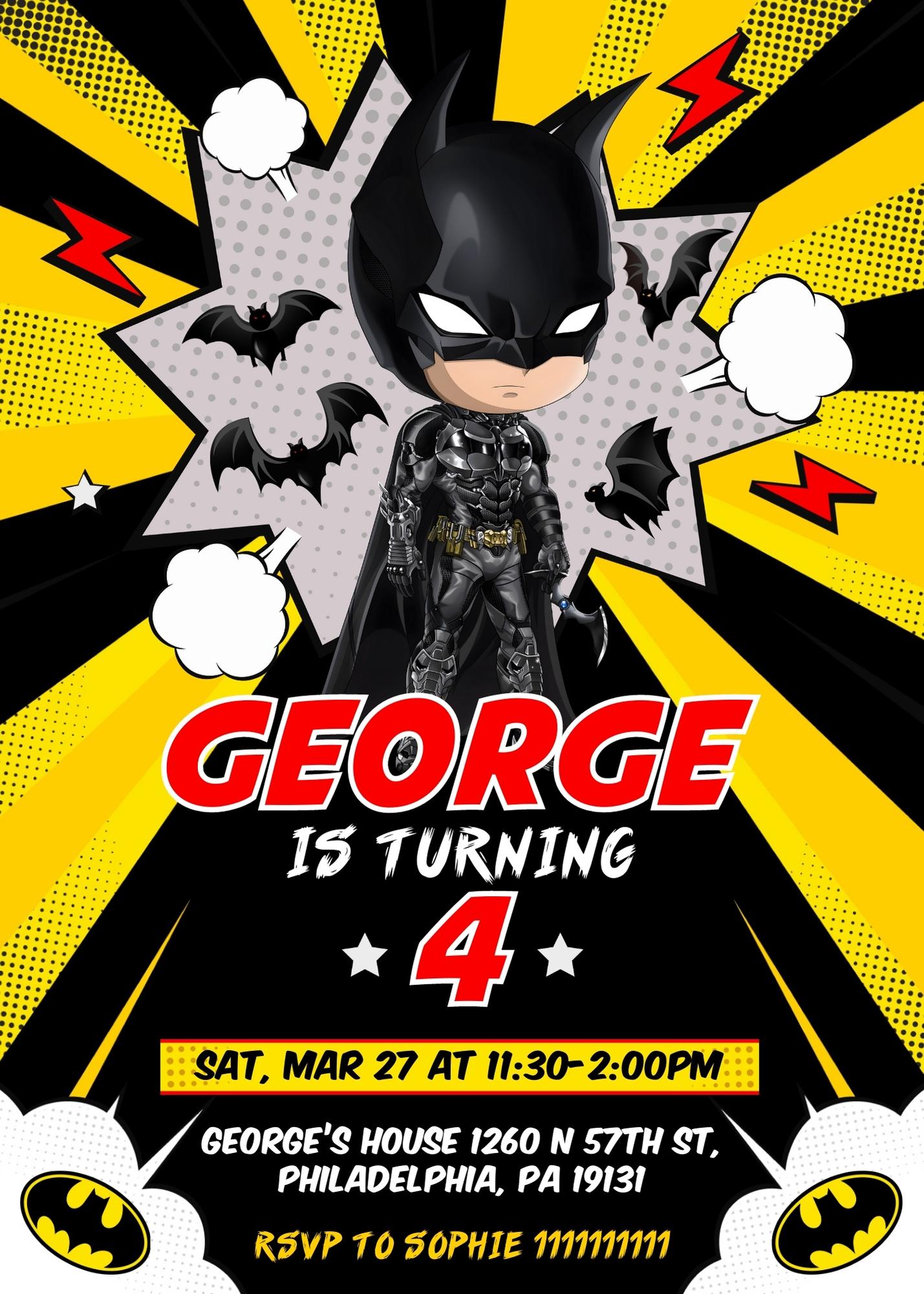 Batman Superhero DC customizable invitation template | Share or Print | ZK782