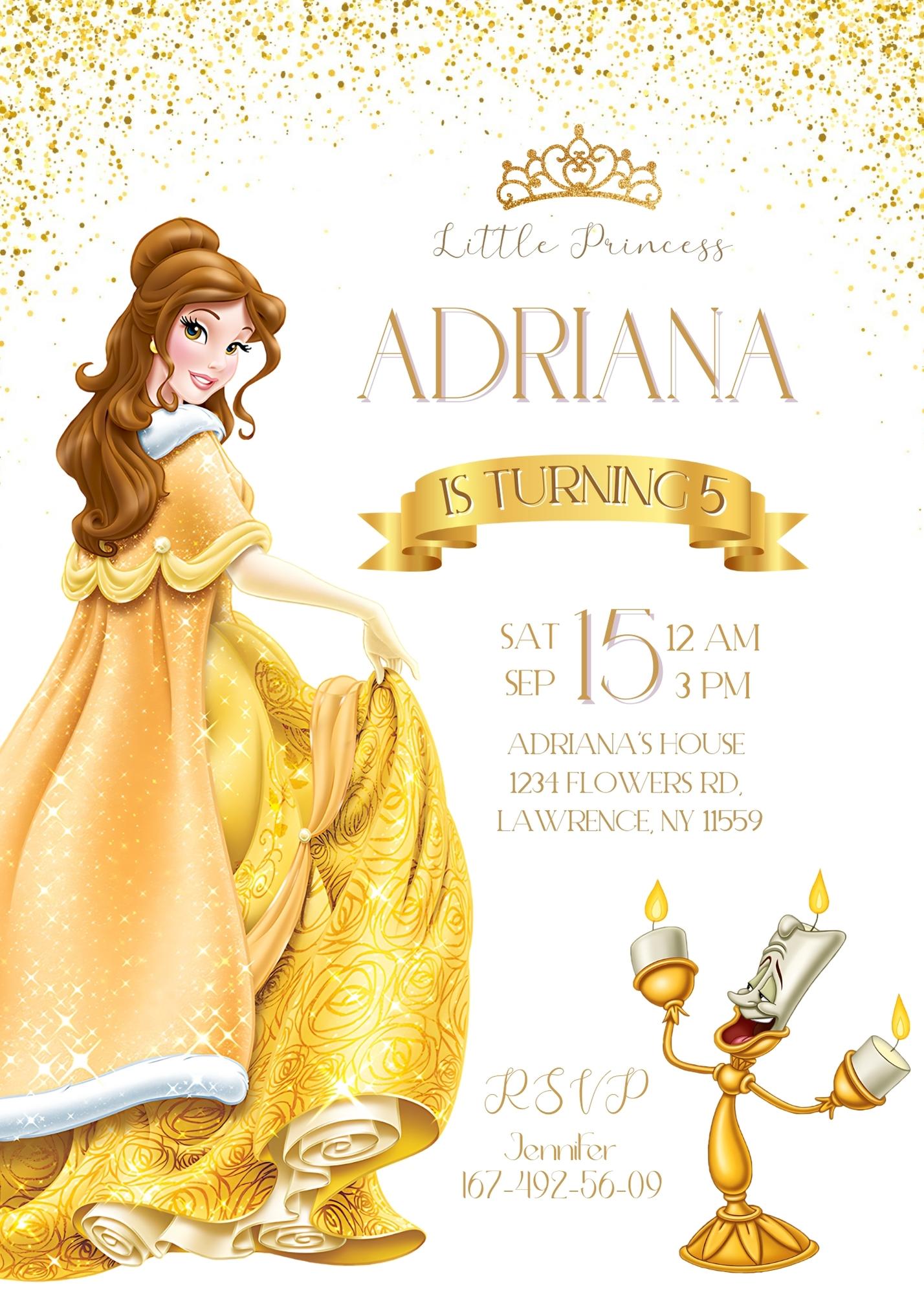 Belle Beauty And The Beast customizable invitation template | Share or Print | girl | EQ492
