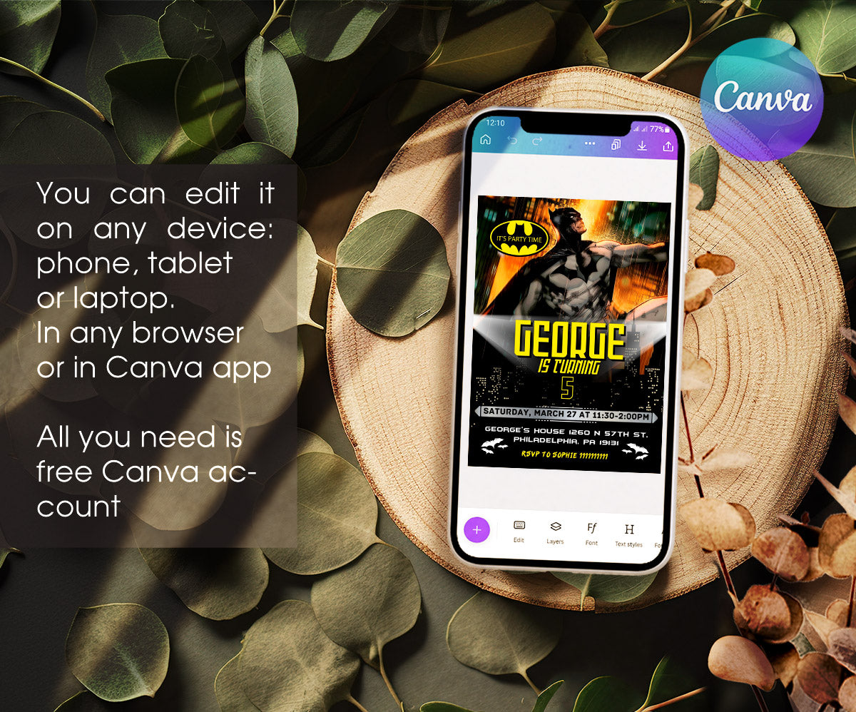 Batman Superhero DC customizable invitation template | Share or Print | XU341