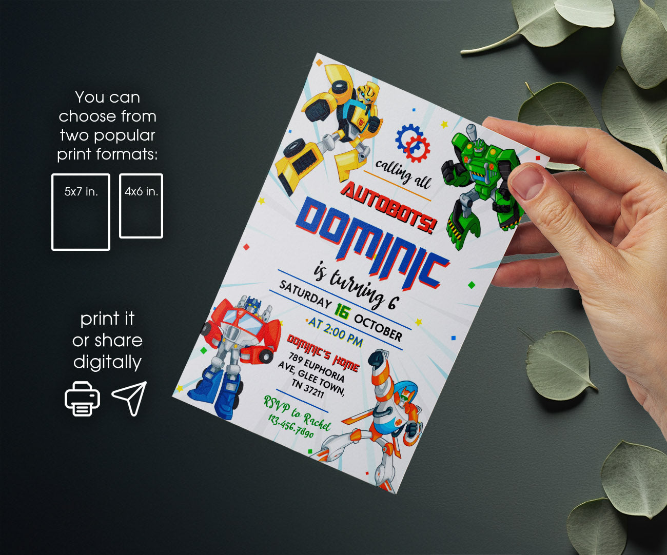 Transformers Rescue Bots customizable invitation template | Share or Print | boy | HK443