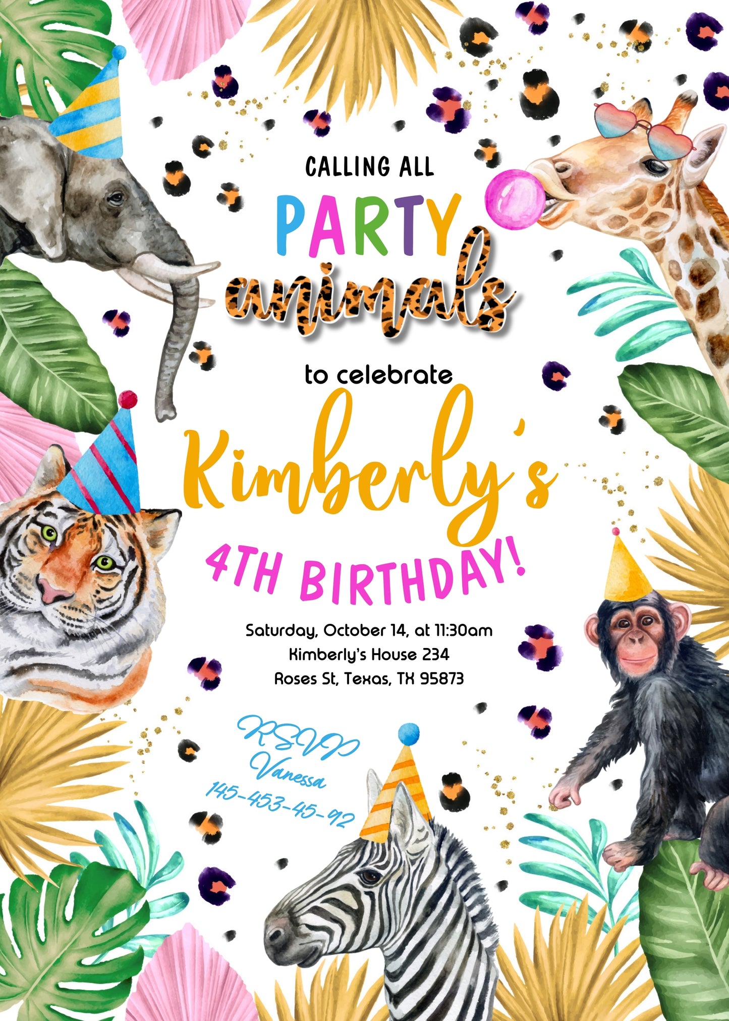 Animals Zoo Safari customizable invitation template | Share or Print | YT358