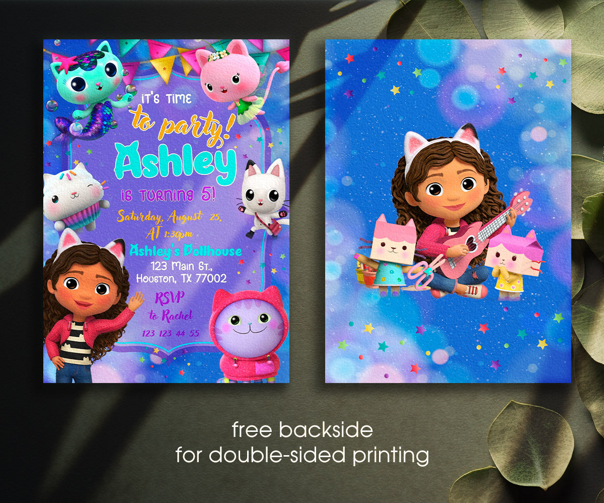 Gabby's Dollhouse Kitten customizable invitation template | Share or Print | girl | GU572
