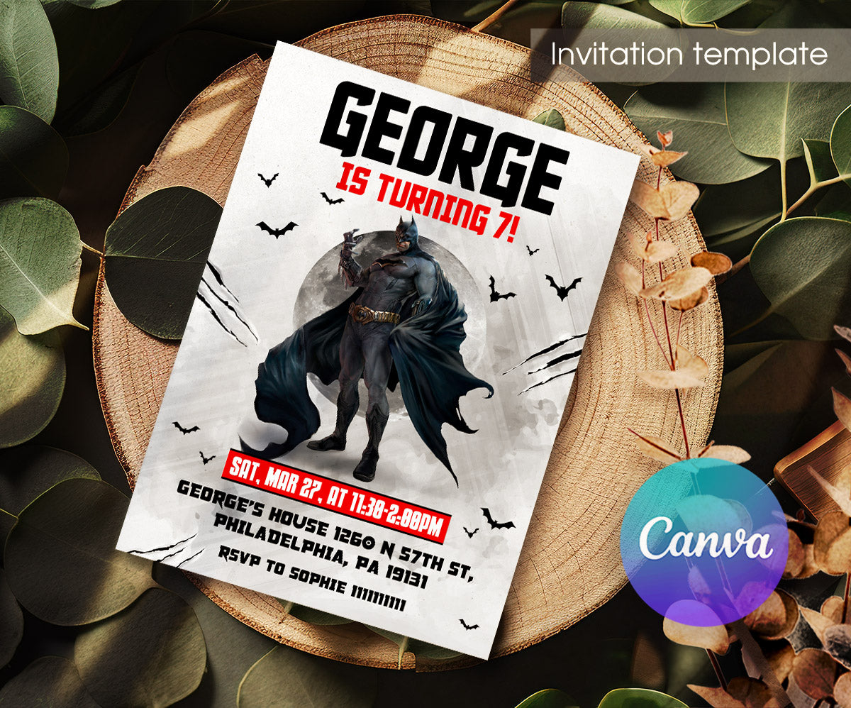 Batman Superhero DC customizable invitation template | Share or Print | CV795
