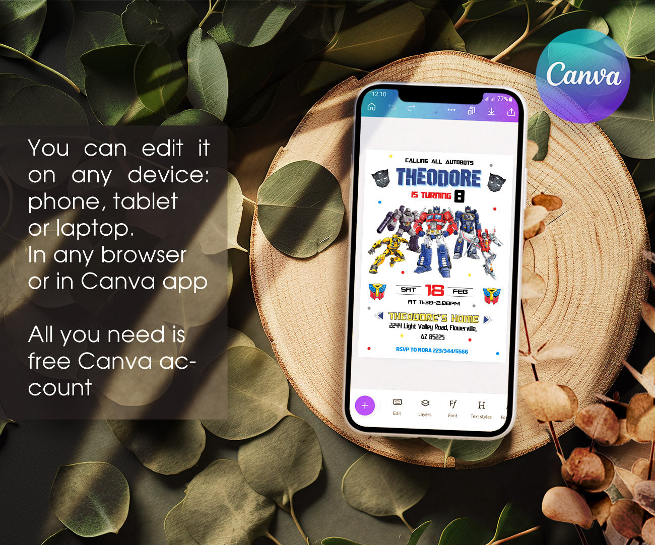 Transformers Rescue Bots customizable invitation template | Share or Print | boy | KL725
