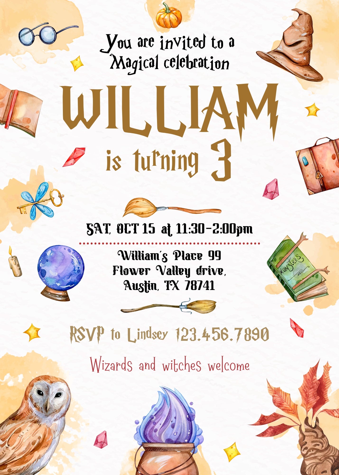 Harry Potter customizable invitation template | Share or Print | AN726