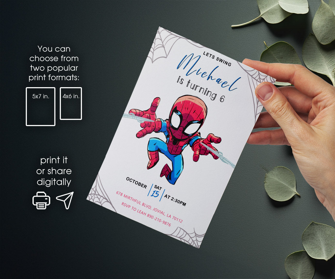 Spidey and His Amazing Friends customizable invitation template | Share or Print | boy | FI277