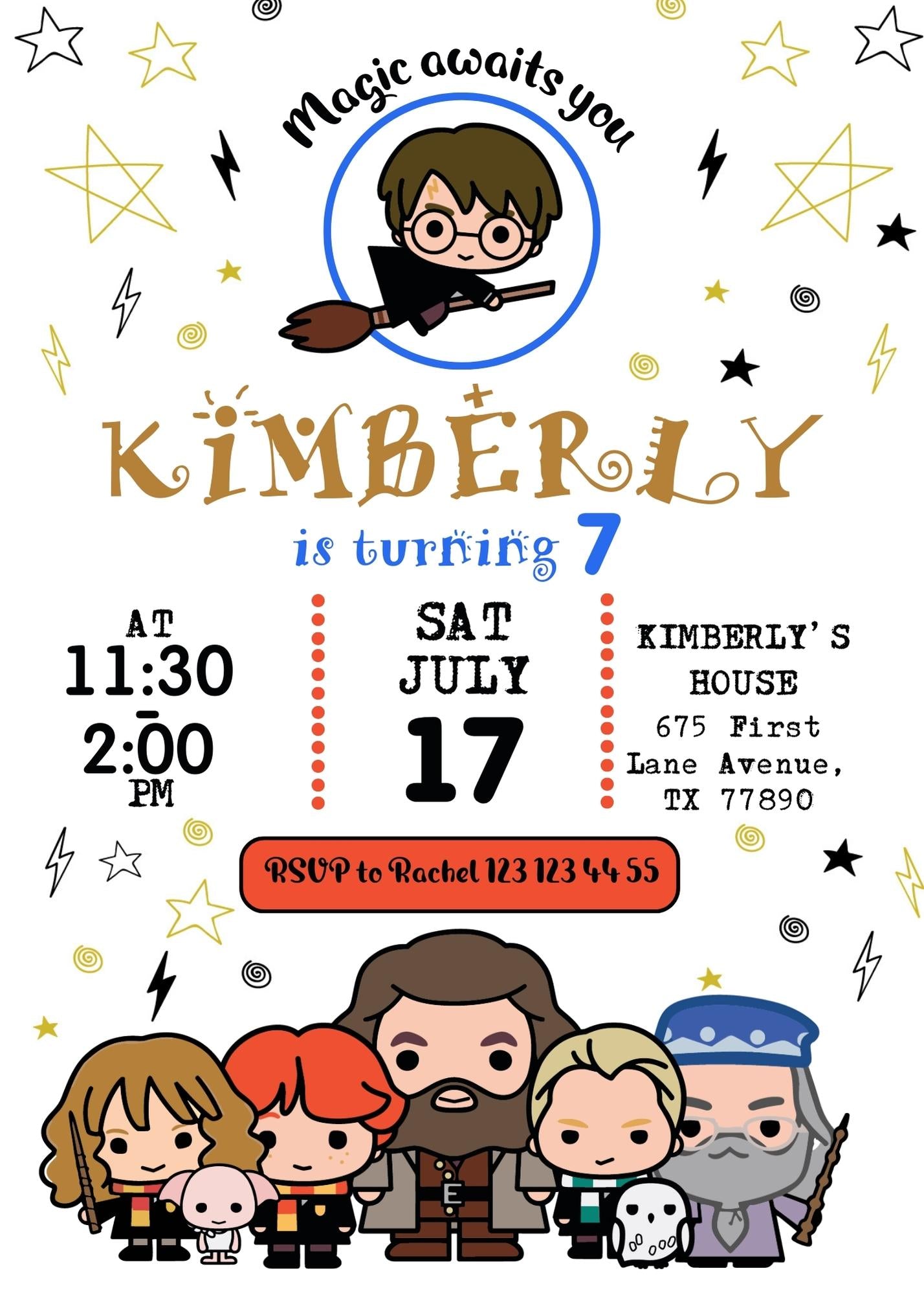 Harry Potter customizable invitation template | Share or Print | UU979