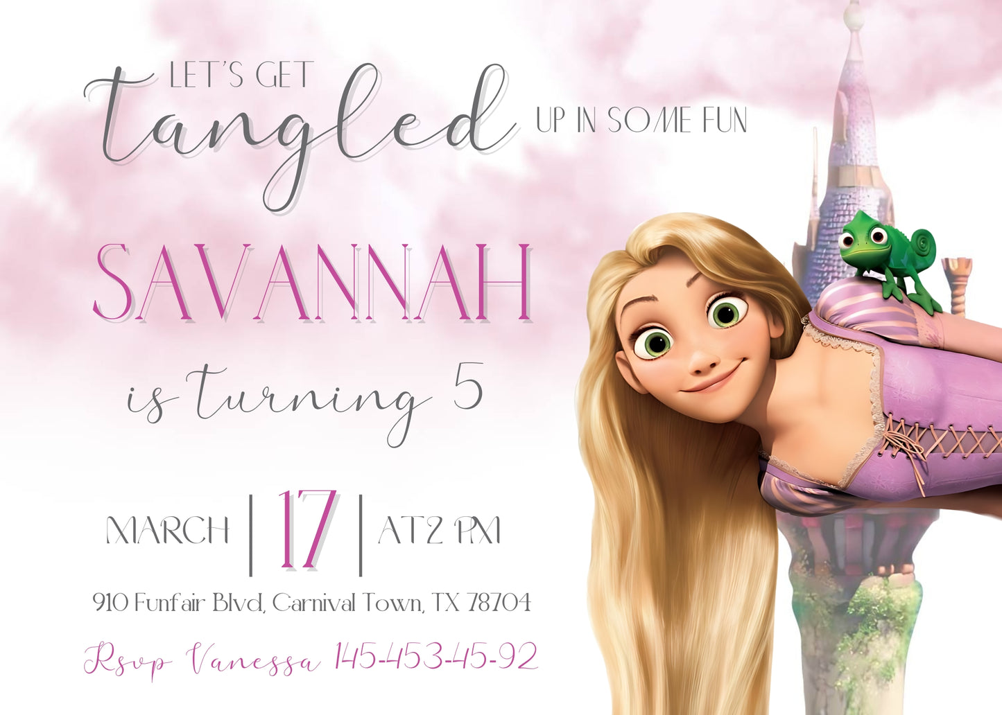 Rapunzel Princess Tangled customizable invitation template | Share or Print | girl | YQ140