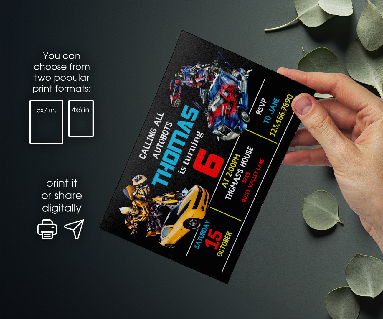 Transformers Rescue Bots customizable invitation template | Share or Print | boy | UW953