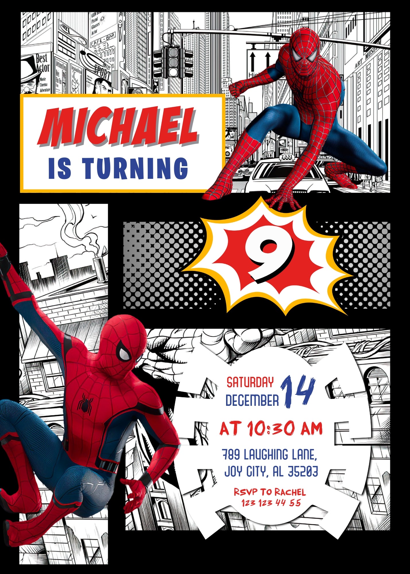 Spiderman Marvel Superhero customizable invitation template | Share or Print | boy | LL320