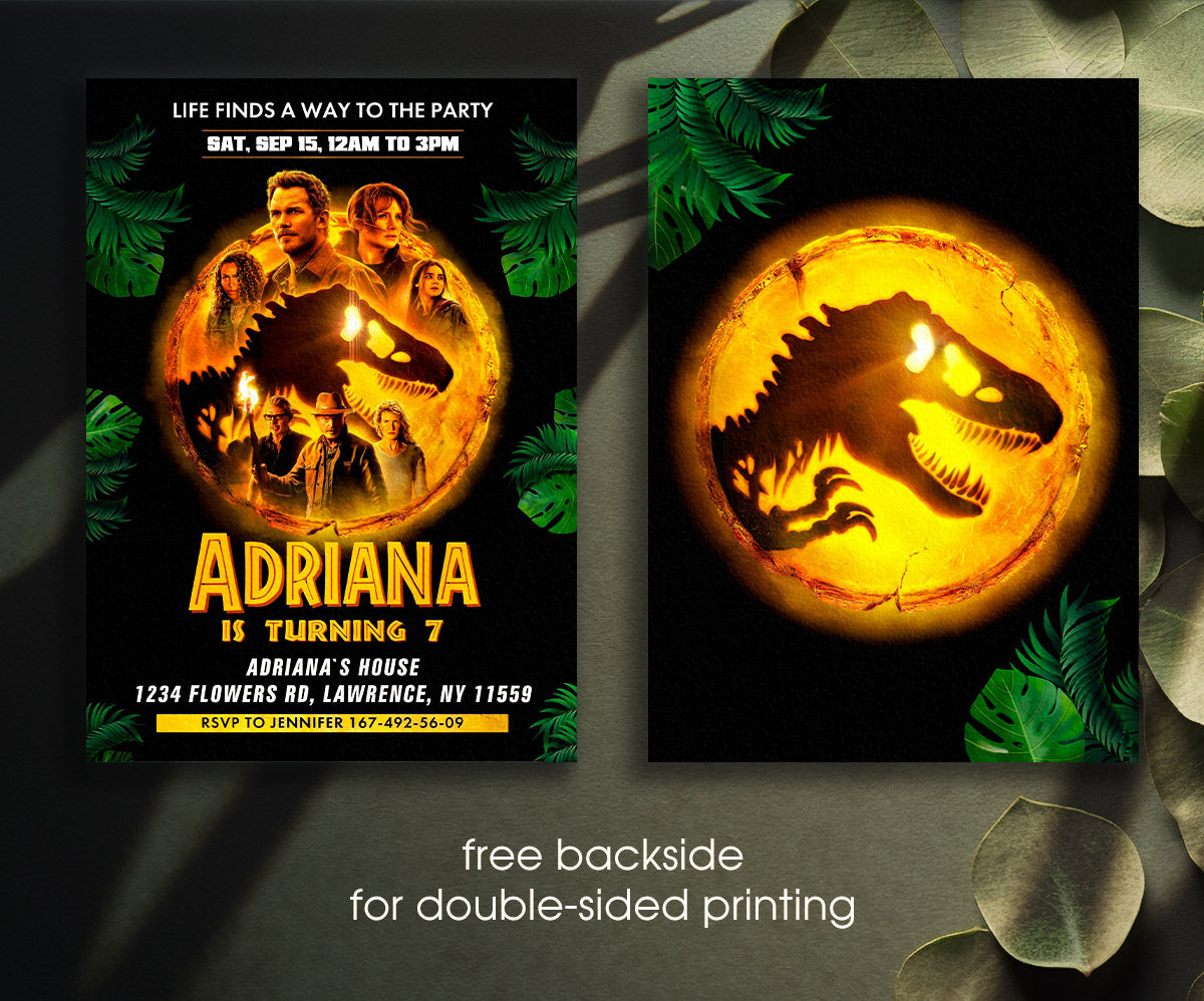 Jurassic World Dinosaur customizable invitation template | Share or Print | SU687