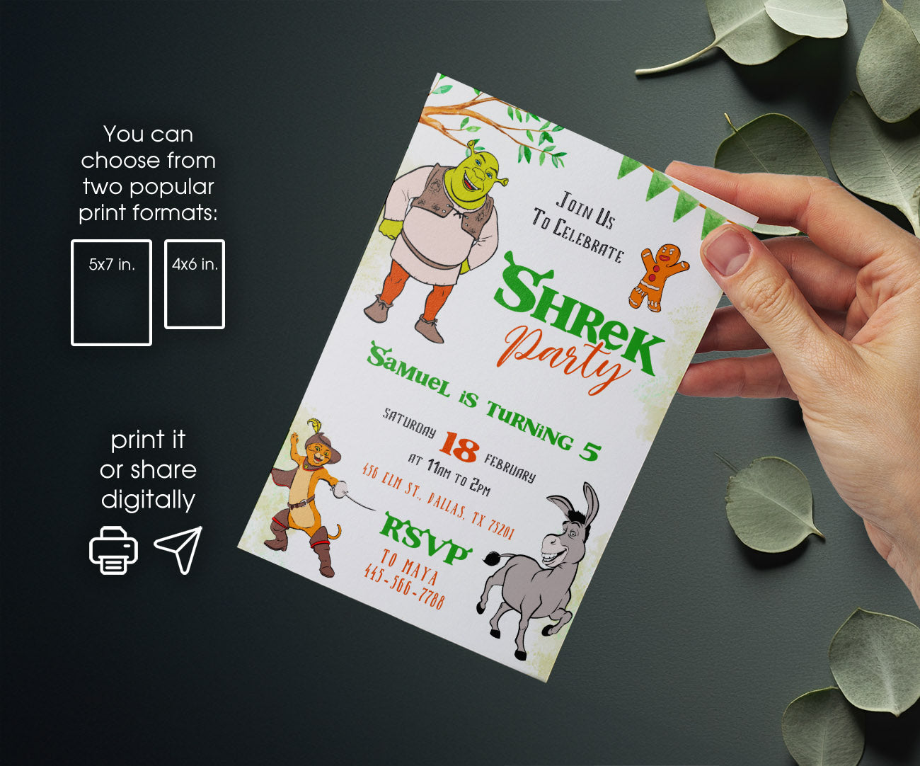 Shrek customizable invitation template | Share or Print | WT680
