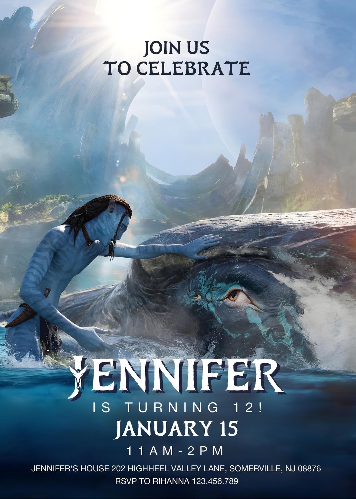 Avatar The Way of Water customizable invitation template | Share or Print | UI019