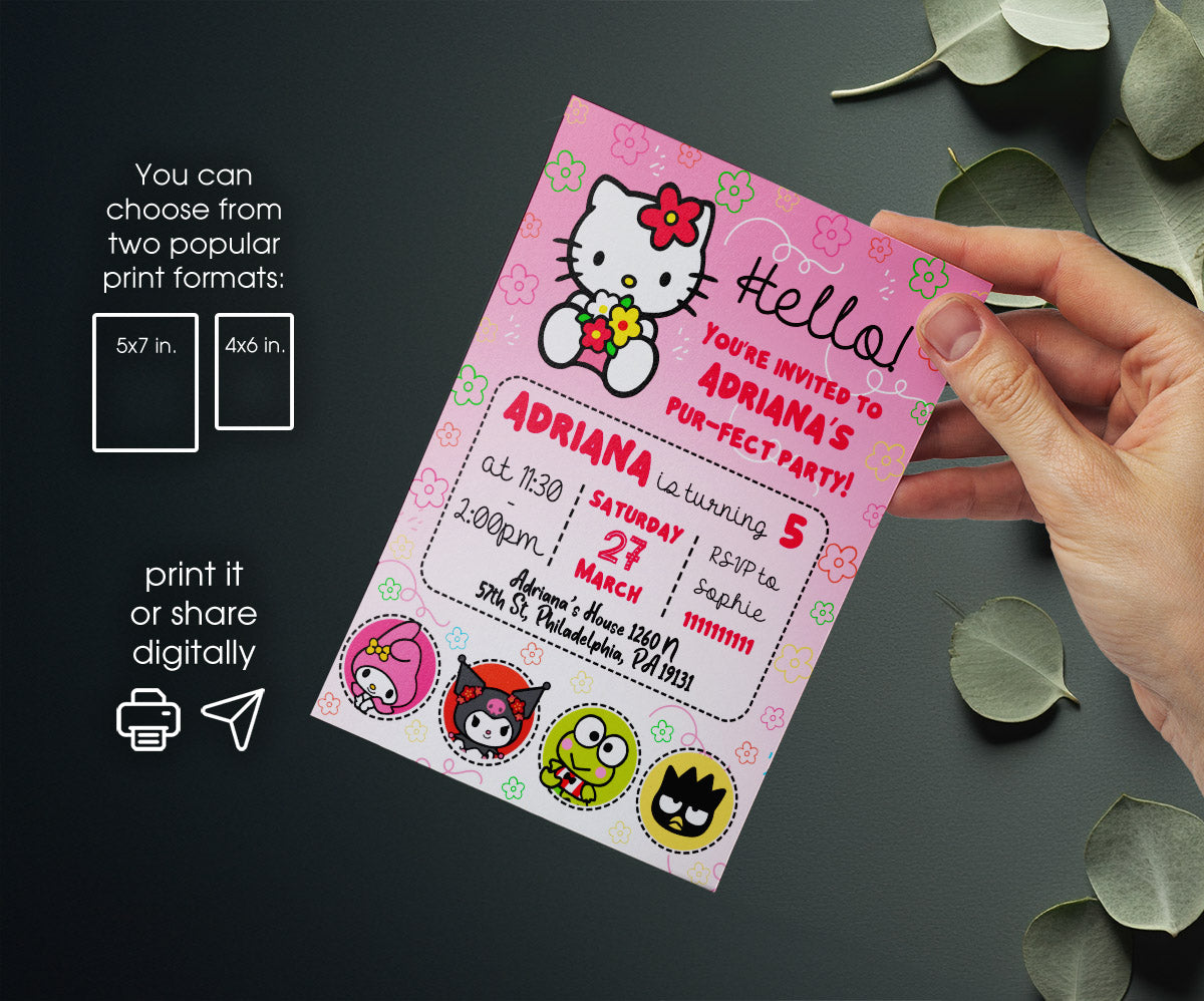 Hello Kitty Sanrio customizable invitation template | Share or Print | WI331
