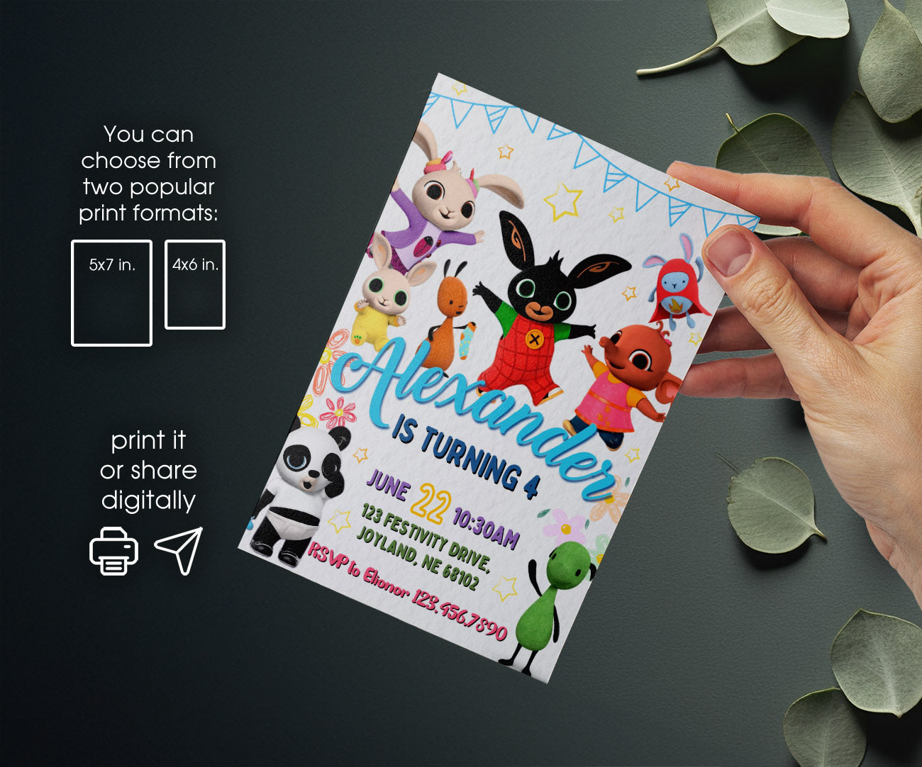 Bing Bunny customizable invitation template | Share or Print | KK546