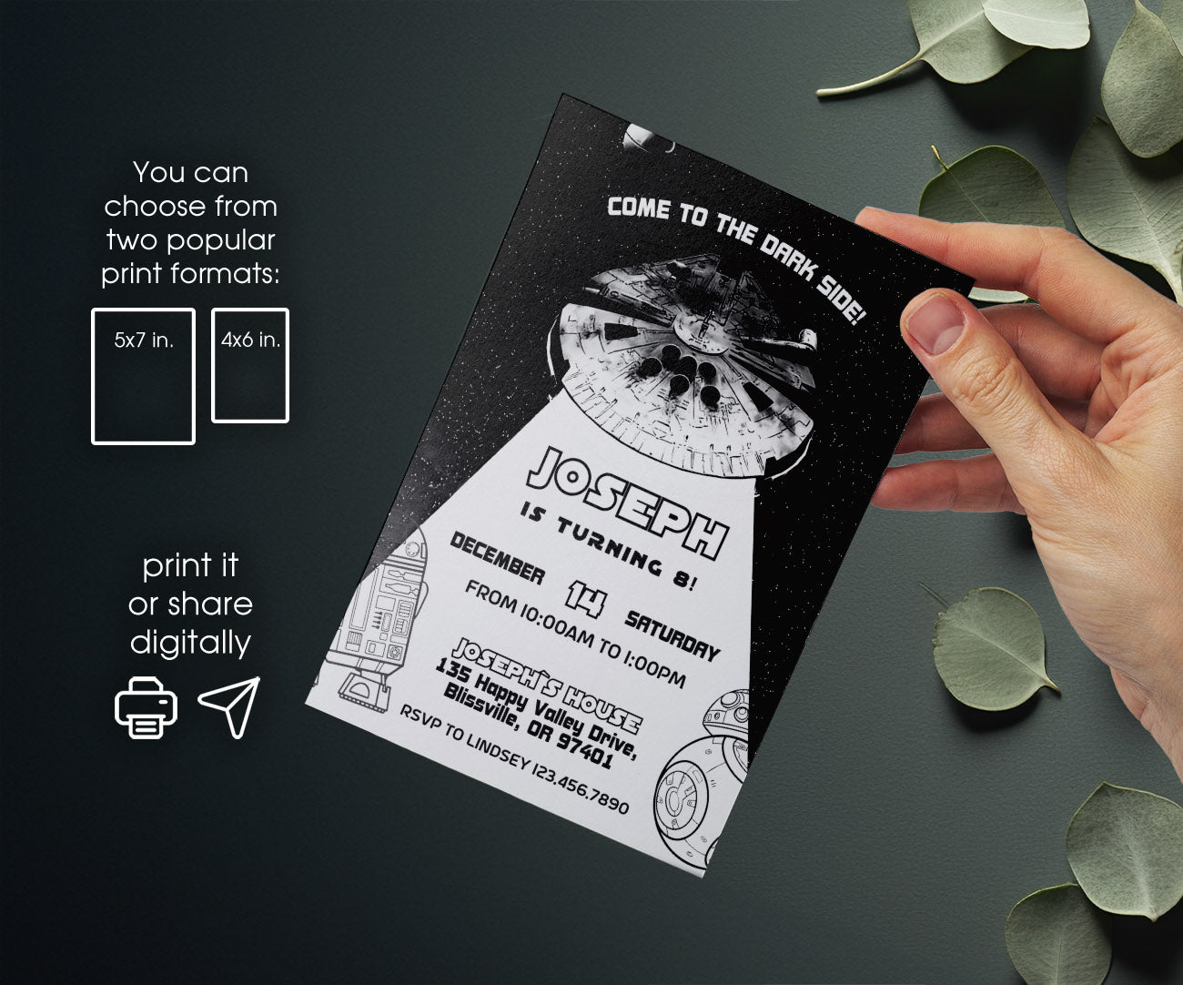Star Wars Darth Vader customizable invitation template | Share or Print | boy | MF048