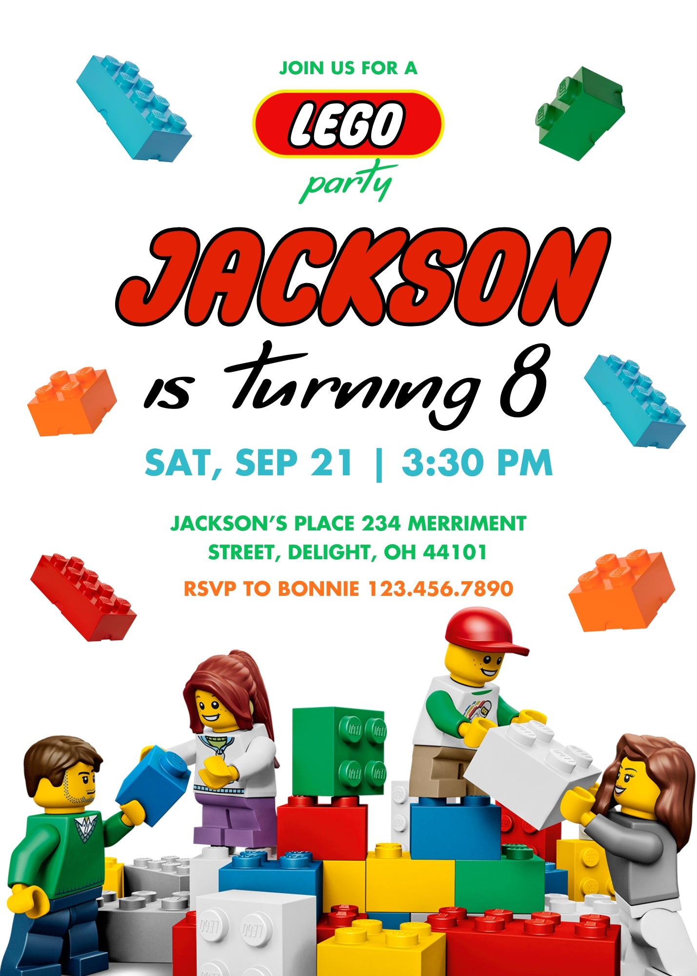 Lego customizable invitation template | Share or Print | BN900