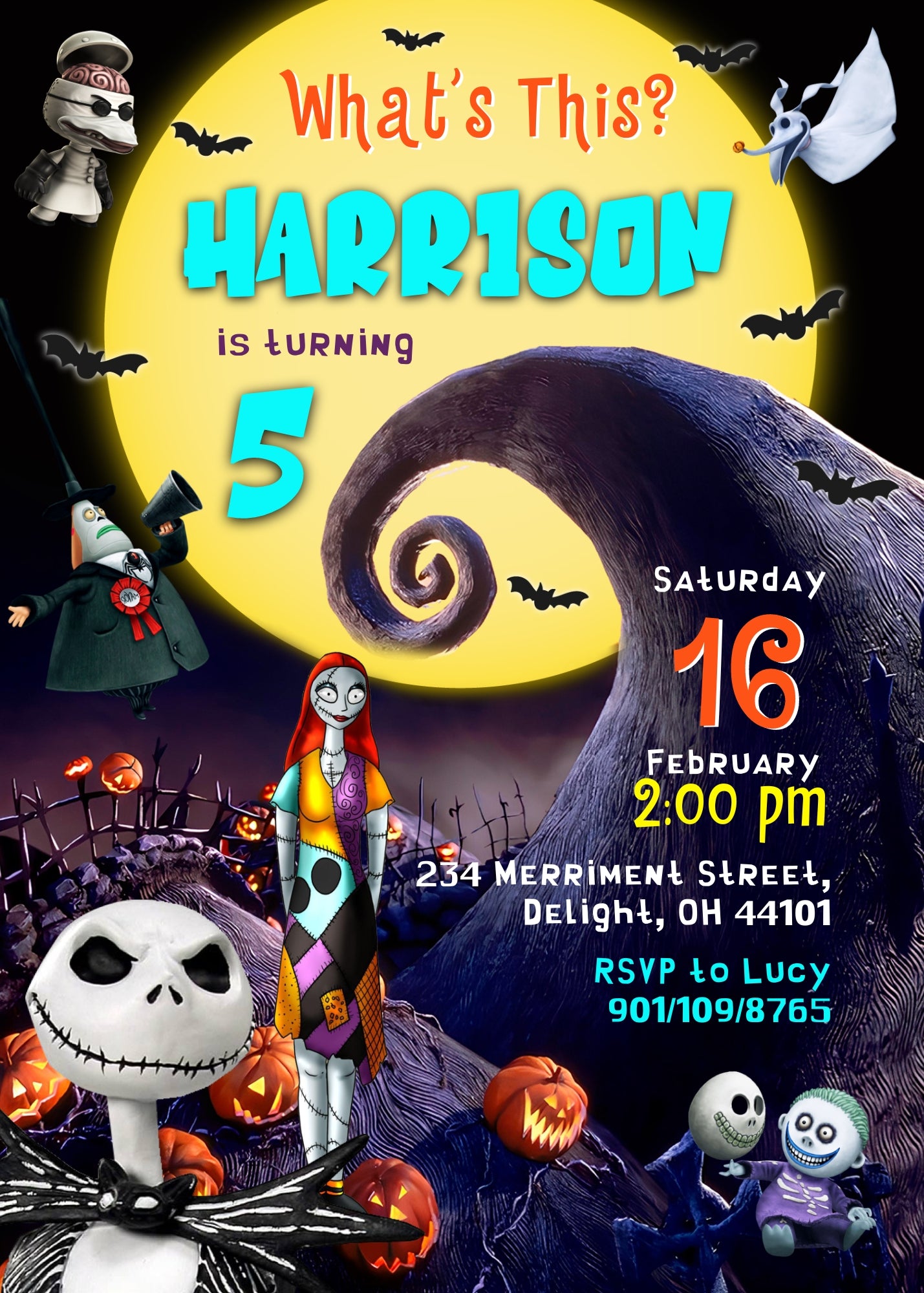 The Nightmare Before Christmas Halloween customizable invitation template | Share or Print | RH083