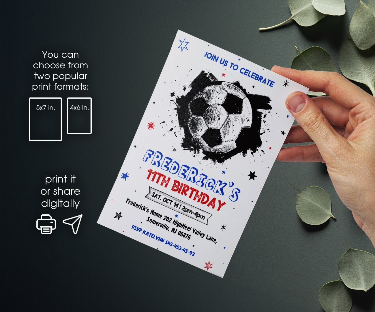 Soccer Champion League FC customizable invitation template | Share or Print | boy | NK135