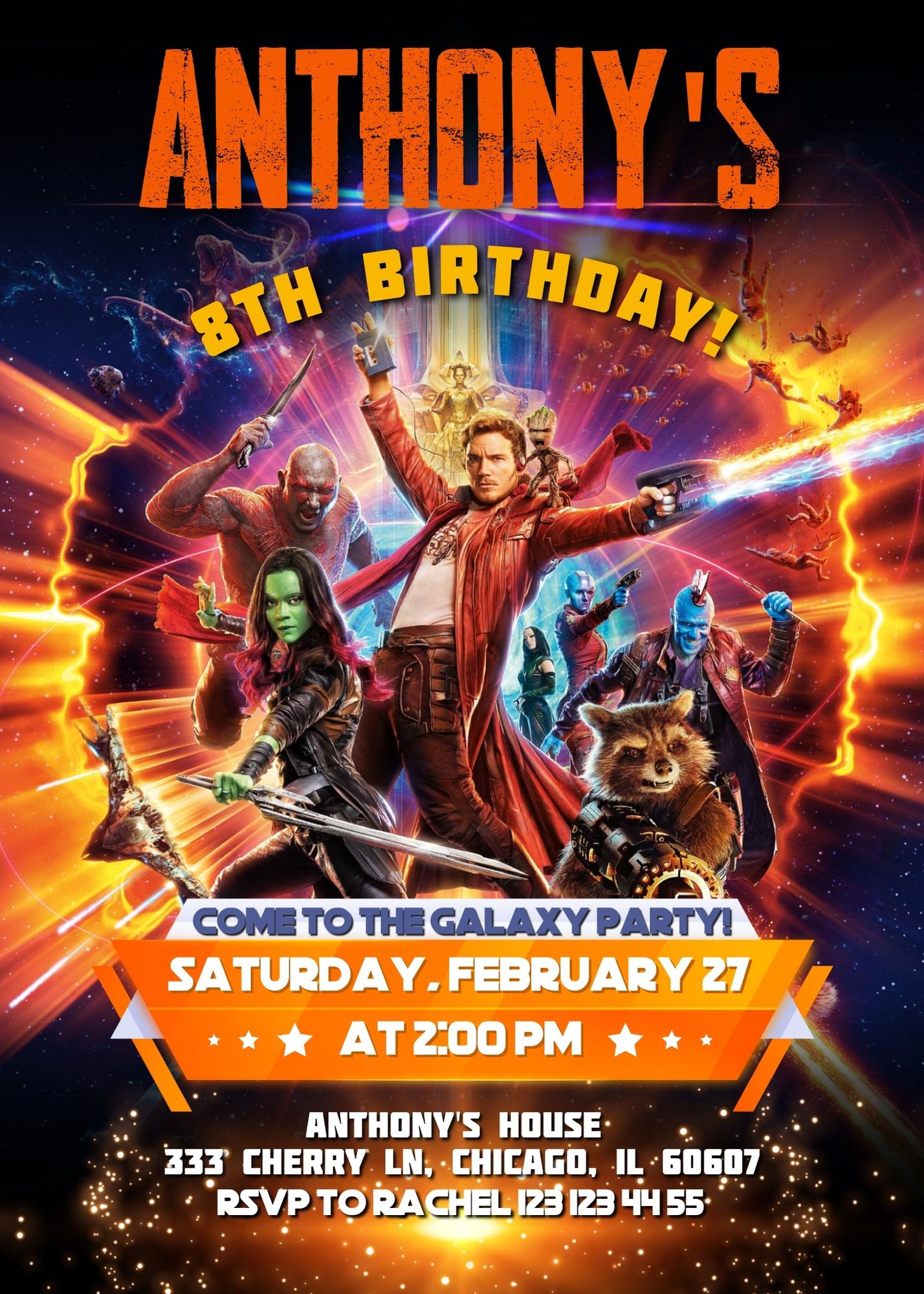 Guardians of The Galaxy Superhero customizable invitation template | Share or Print | boy | JW042