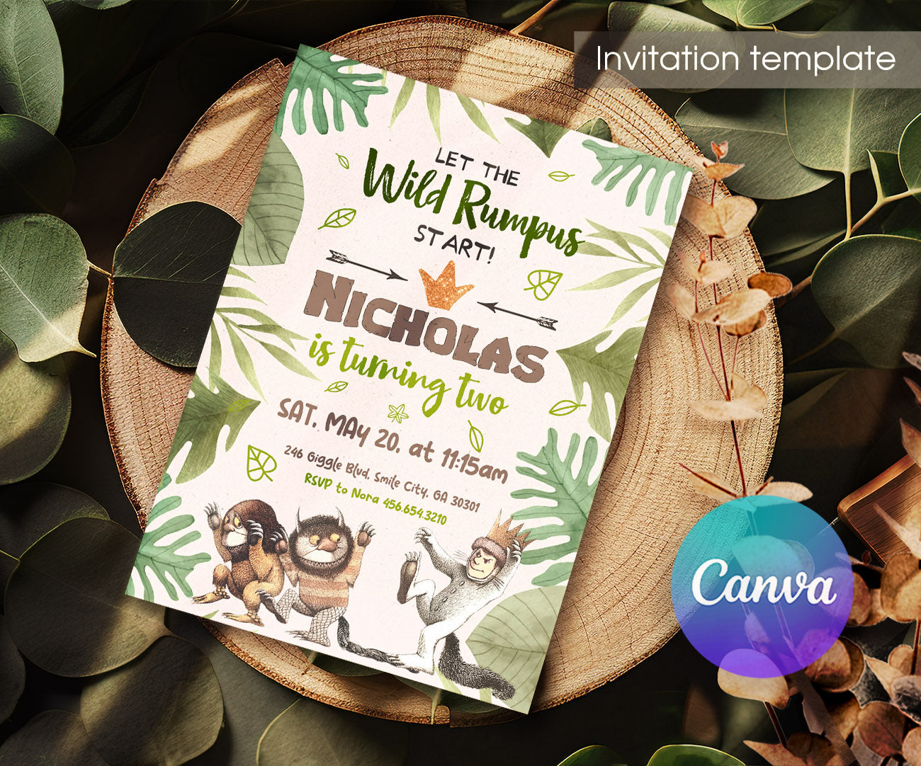 Where The Wild Things Are Maurice Sendak customizable invitation template | Share or Print | AP605