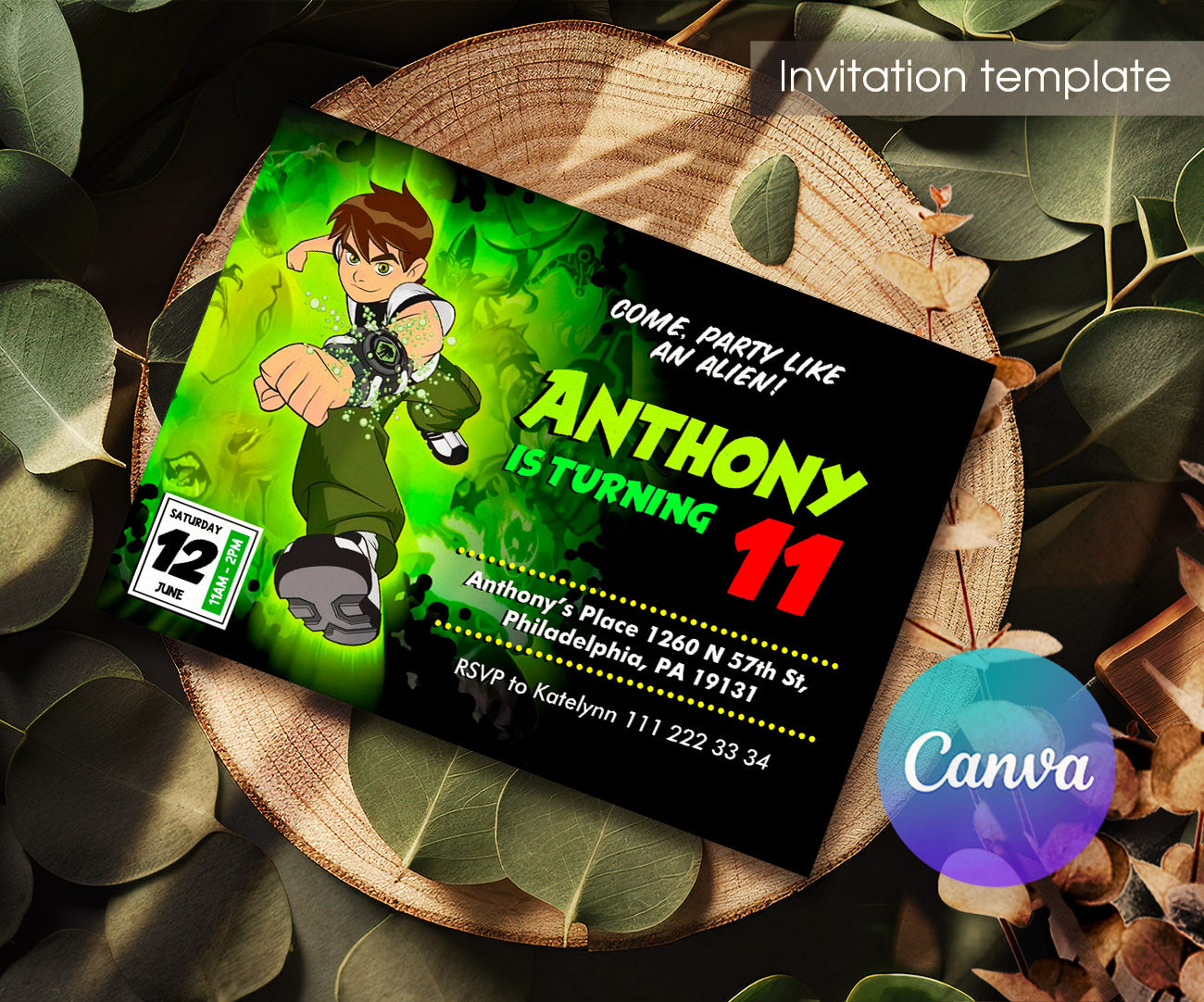 Ben 10 Alien Force customizable invitation template | Share or Print | boy | HF446