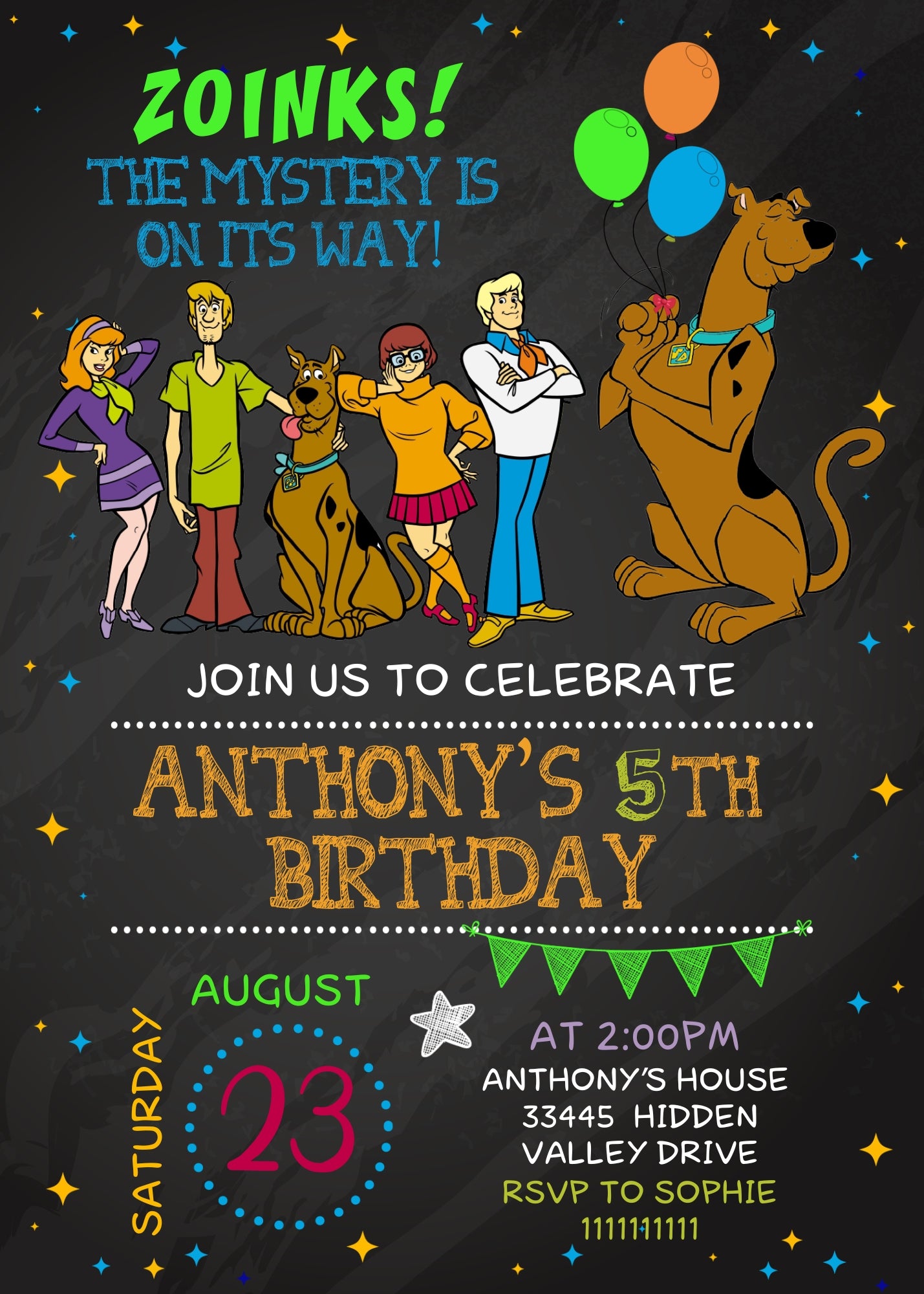 Scooby-Doo customizable invitation template | Share or Print | JG304