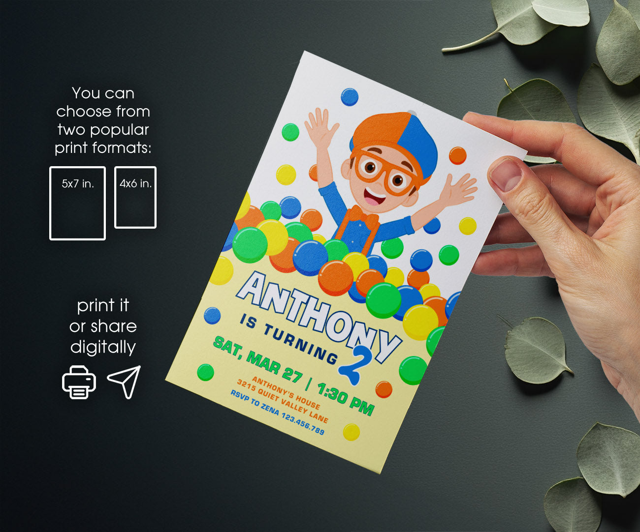 Blippi customizable invitation template | Share or Print | CS796