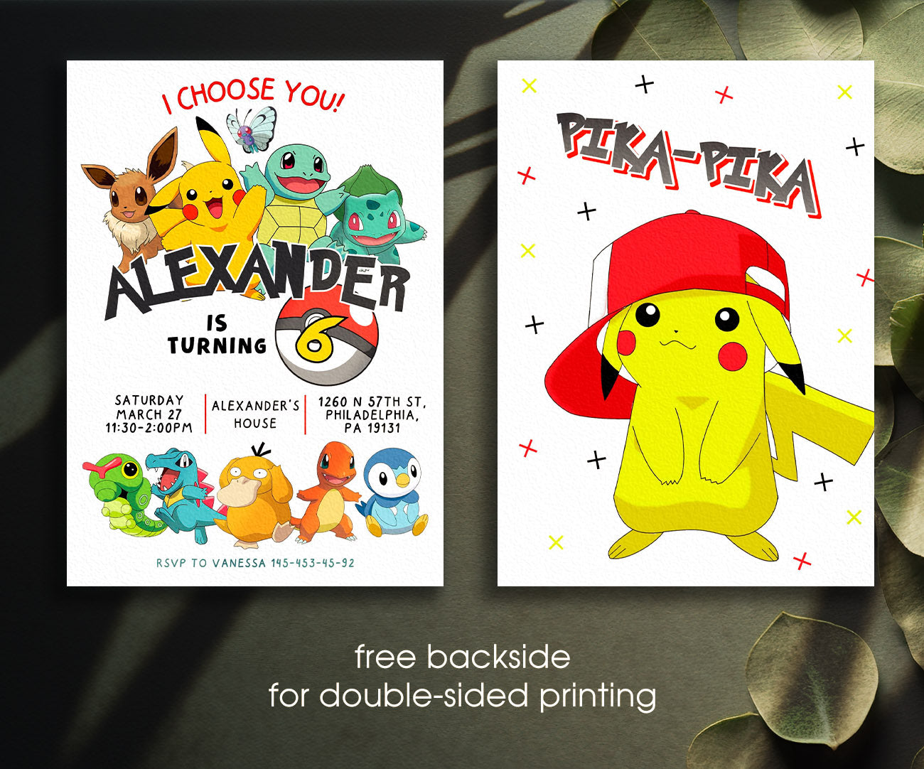 Pokemon Pikachu customizable invitation template | Share or Print | EZ380