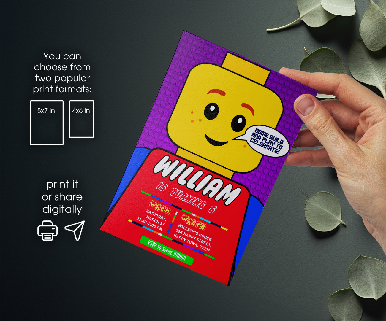 Lego customizable invitation template | Share or Print | CJ952