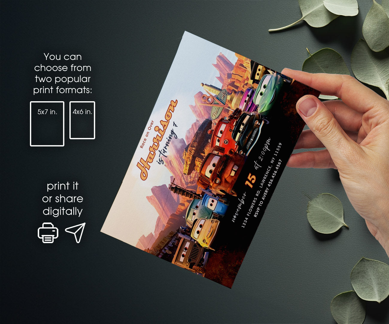 Cars Lightning McQueen customizable invitation template | Share or Print | boy | GN343