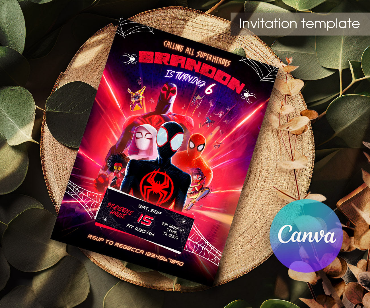 Spider Man Across the Spider-Verse customizable invitation template | Share or Print | boy | ZZ078