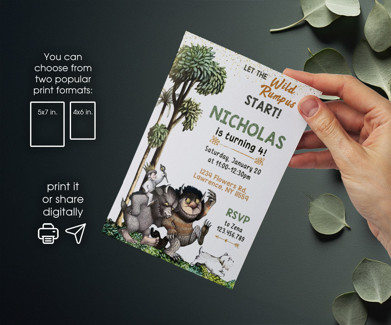 Where The Wild Things Are Maurice Sendak customizable invitation template | Share or Print | AX647