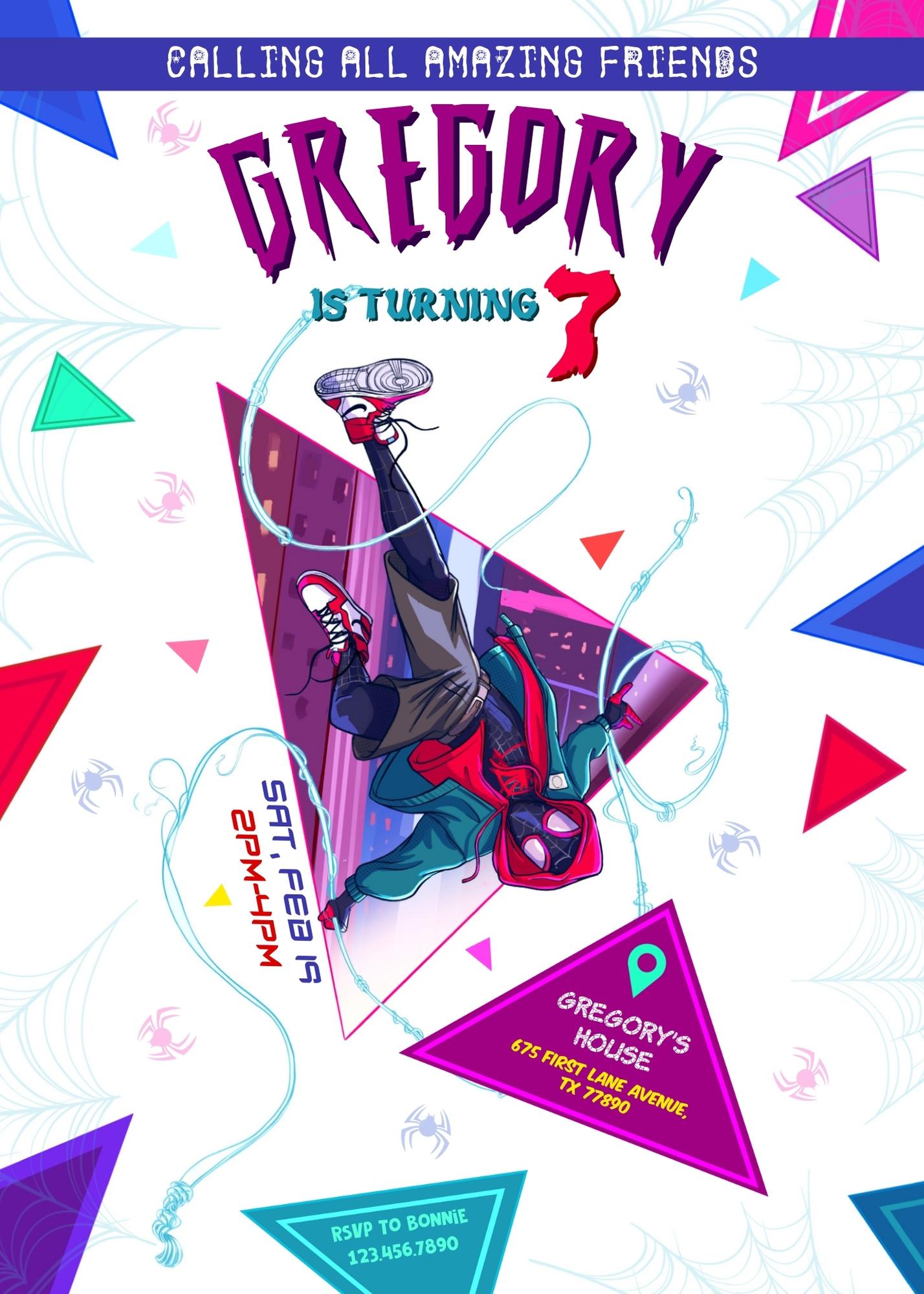 Spider Man Across the Spider-Verse customizable invitation template | Share or Print | boy | UU507