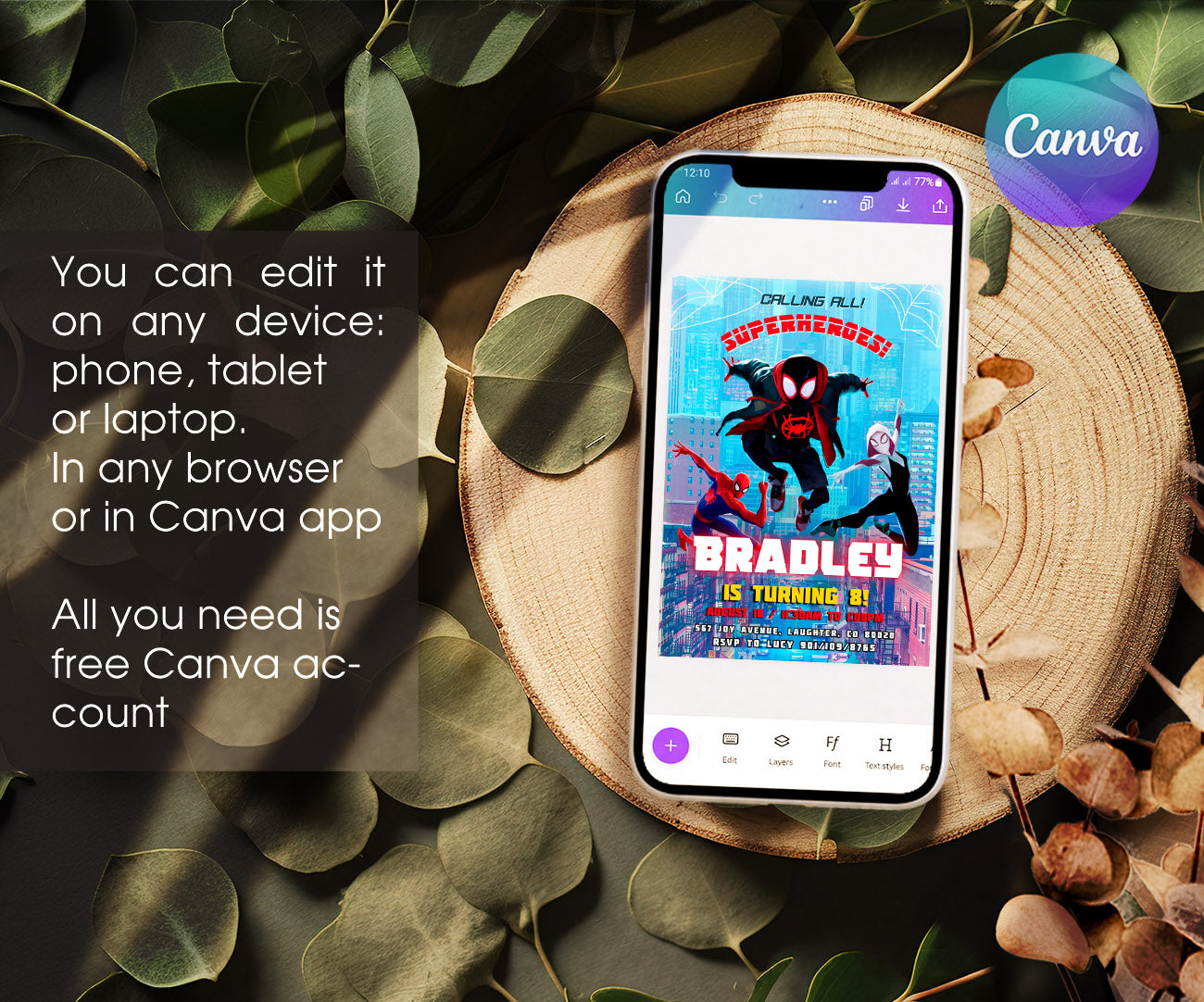 Spider Man Across the Spider-Verse customizable invitation template | Share or Print | boy | GV699