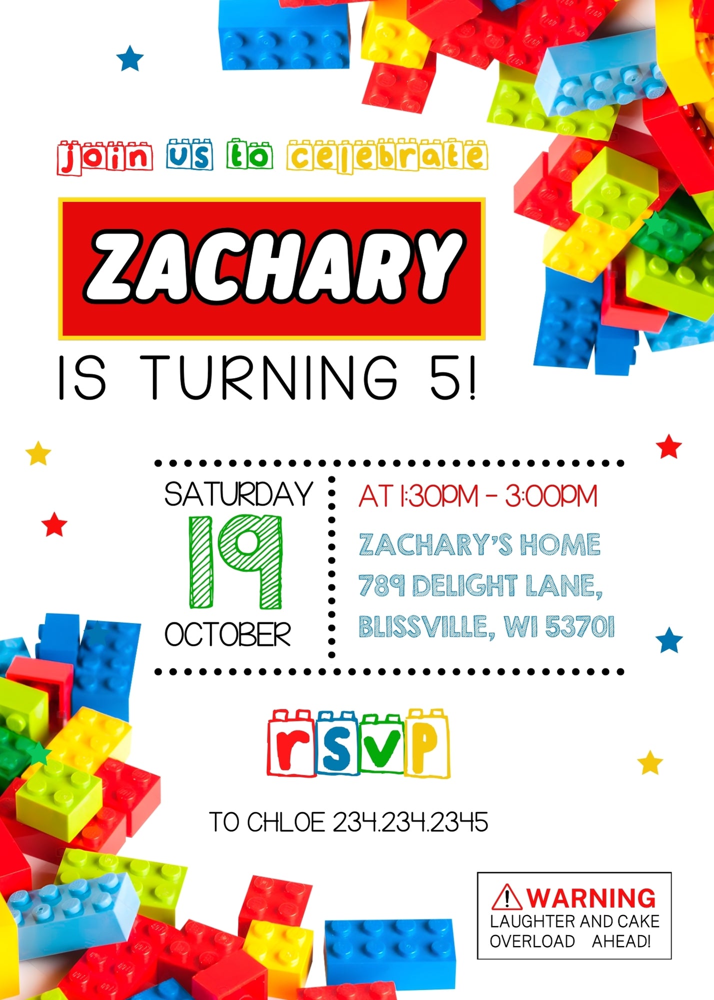 Lego customizable invitation template | Share or Print | AA433