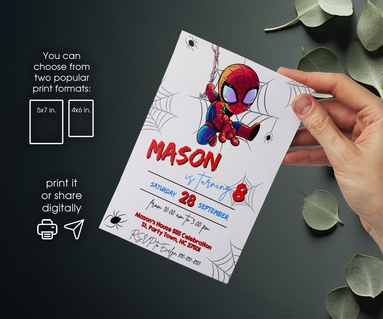 Spidey and His Amazing Friends customizable invitation template | Share or Print | boy | BV031